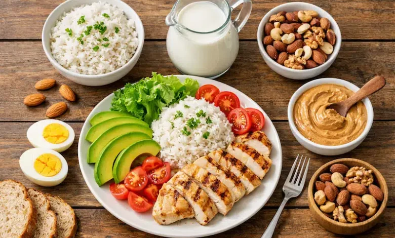 نظام غذائي لزيادة الوزن يحتوي على وجبة متكاملة عالية السعرات