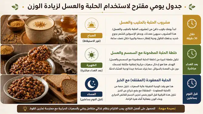 عسل طبيعي ينساب فوق بذور الحلبة في وعاء خشبي لتحضير وصفة زيادة الوزن